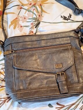 b.o.c. Slate Gray Faux-Leather Crossbody with Front Flap